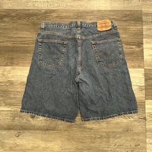 Levis Shorts 550 Denim y2k 2000s Mid Wash Denim Loose Straight Size 36 Red Tab‎